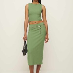 Reformation Hays Knit Two Piece Crocodile green